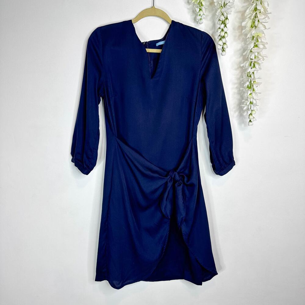 J. MCLAUGHLIN navy sheath dress side wrap tie front panel 3247